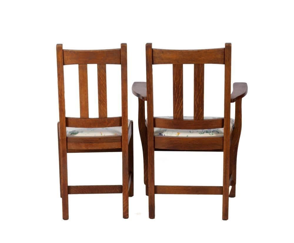 Antique Signed Charles Limbert 'Ebon-Oak' Dining Chairs - Set of 4 - Rare Find Circa 1915 - Thumbnail 7