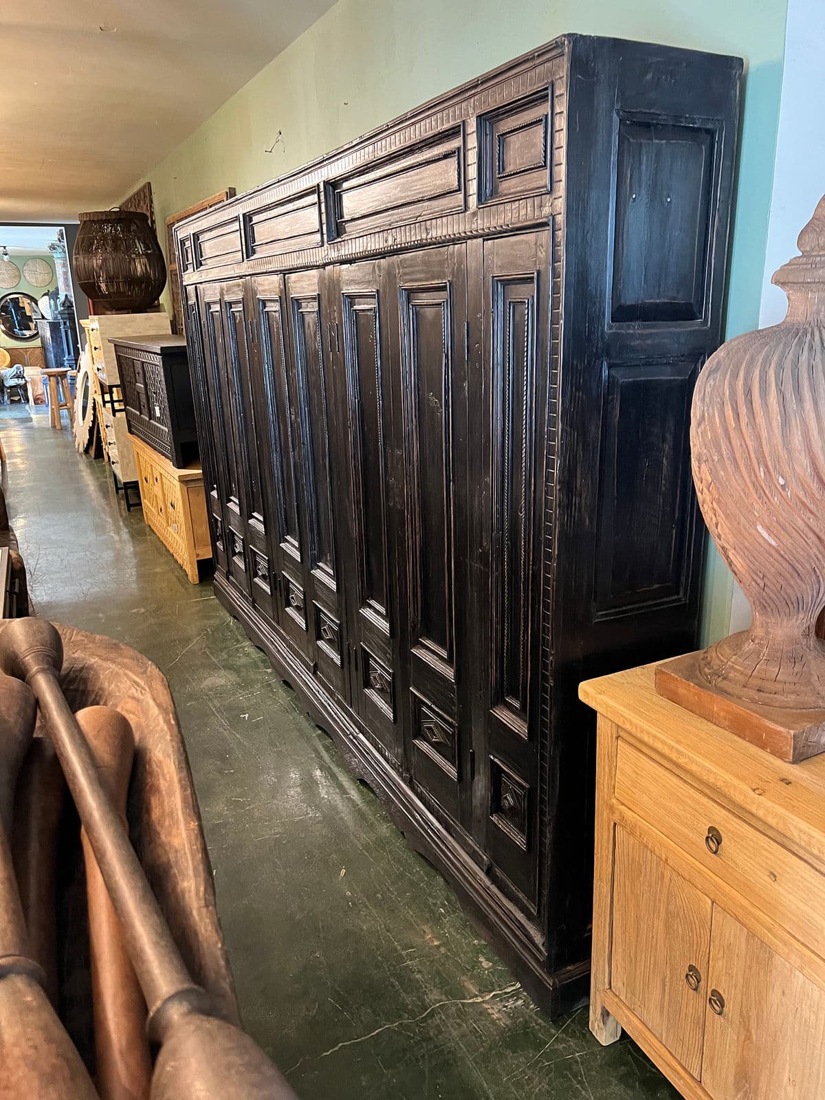 Vintage Black Narrow Storage Cabinet - Thumbnail 7