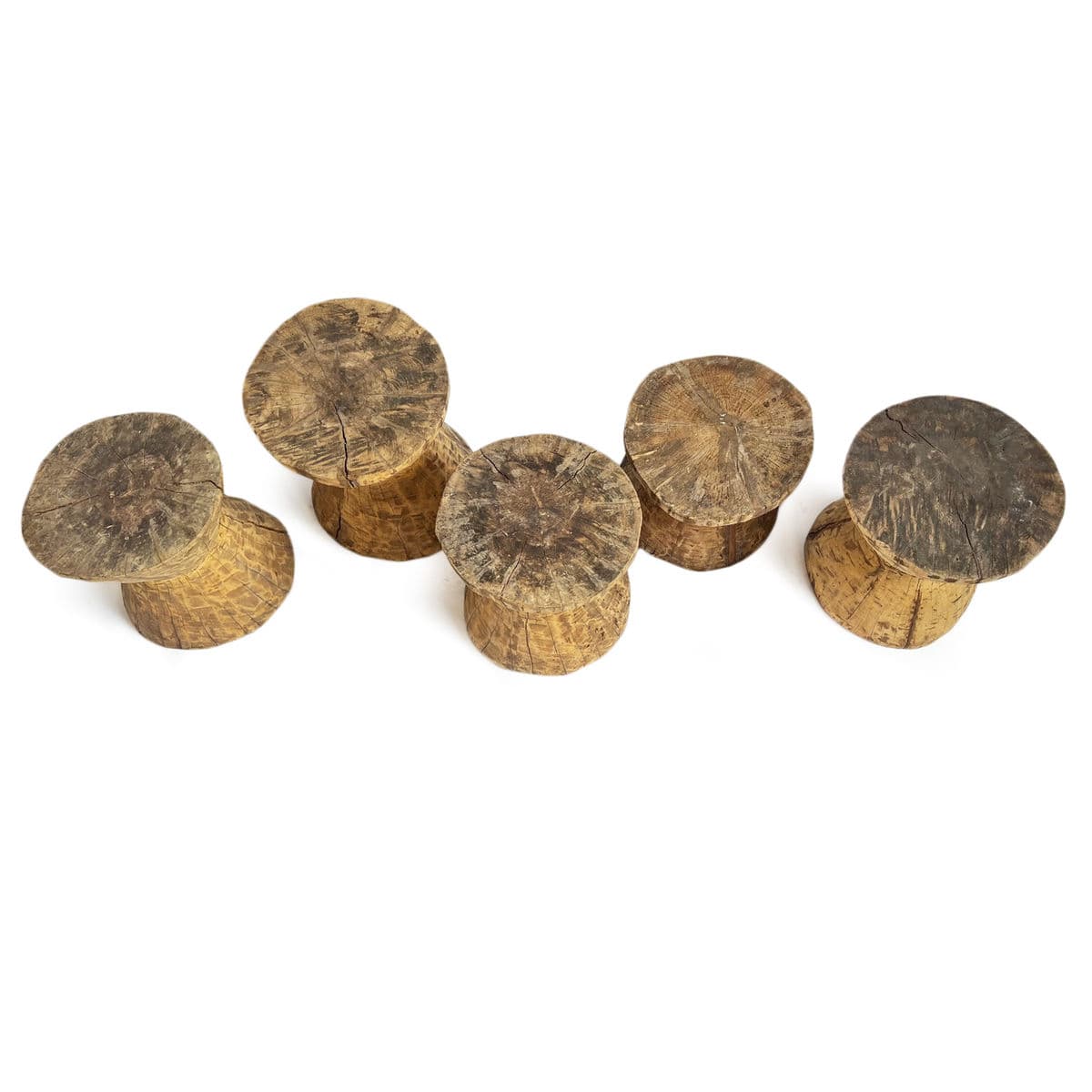 Wood Hourglass Stool Table - Thumbnail 7