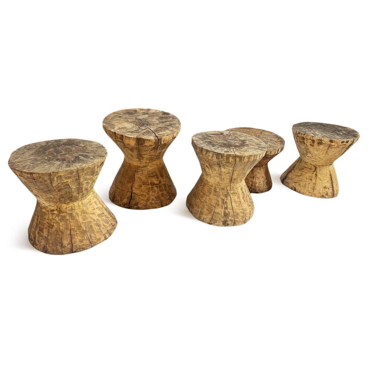 Wood Hourglass Stool Table - Thumbnail 7