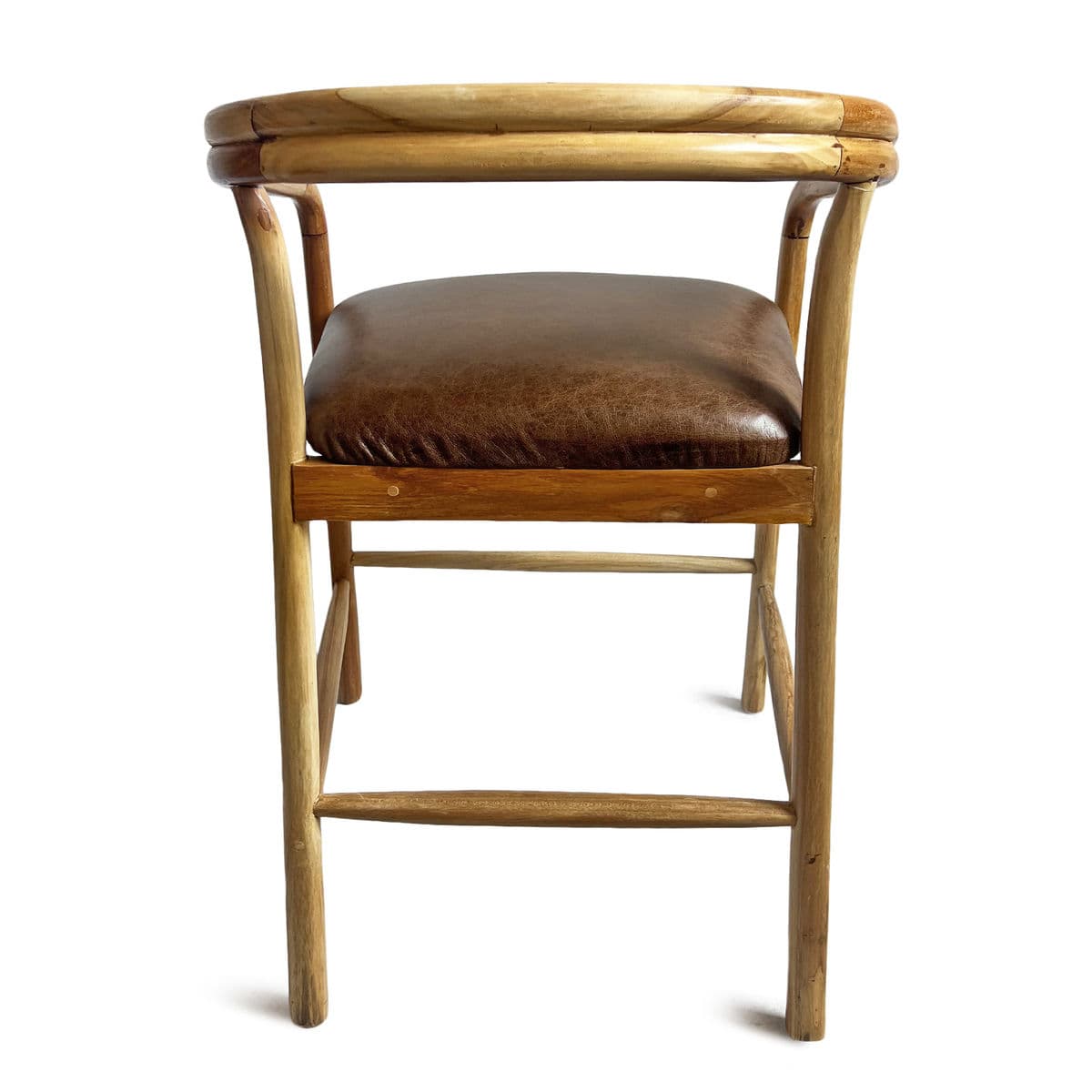 U-Back Brown Leather Counter Stool - Thumbnail 7