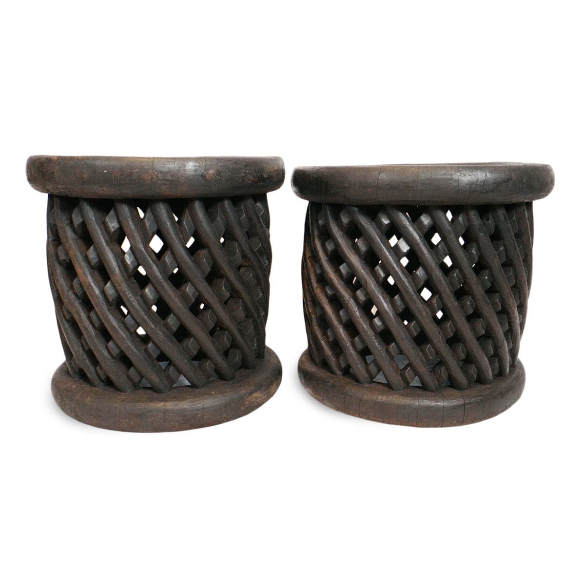 Vintage Basket Weave Bamileke Table - Thumbnail 7