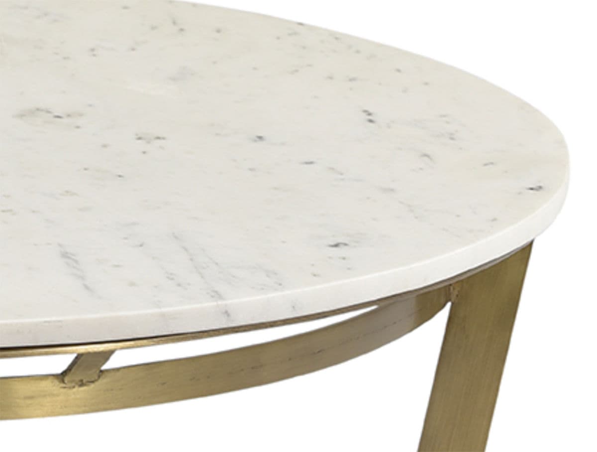 Marble & Brass Round Coffee Table - Thumbnail 7