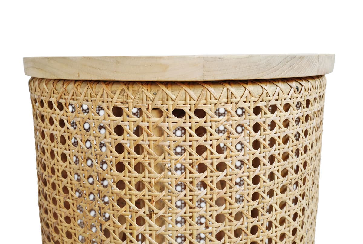 Bahama Cane & Teak Side Table - Thumbnail 7