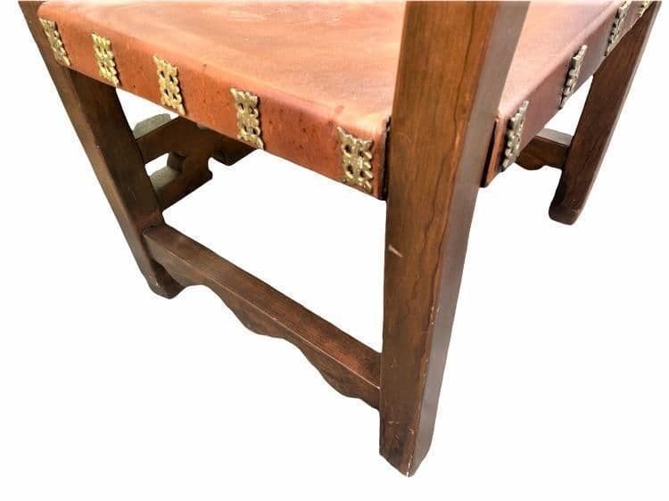 Artes De México Internacionales Throne Chair in Cognac Saddle Leather - Vintage 1960s - Thumbnail 7