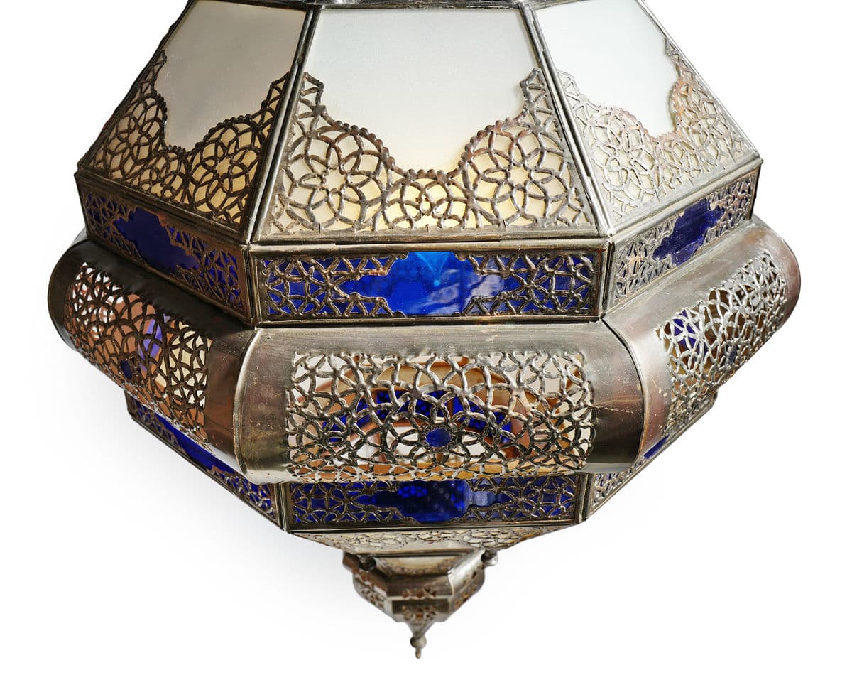 Blue & White Moroccan Pendant Light - Thumbnail 7