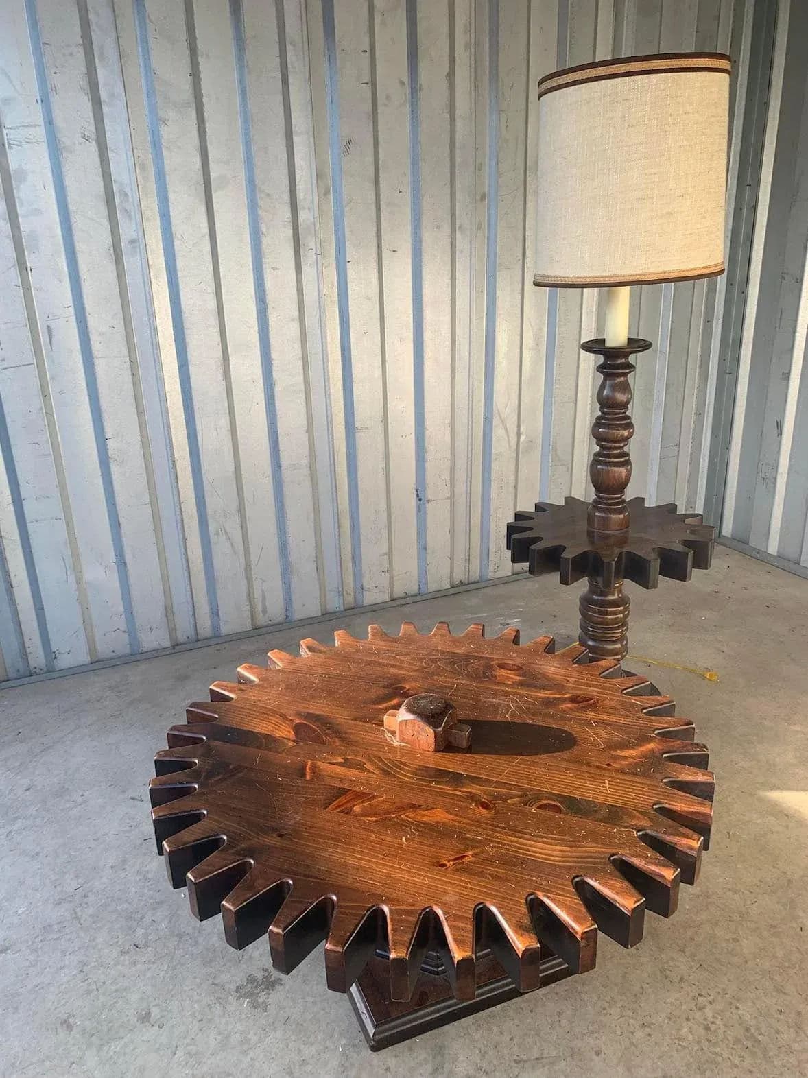 ‘Old Tavern’ Ethan Allen Cog Wheel Design Floor Lamp - Vintage 1970s - Thumbnail 7