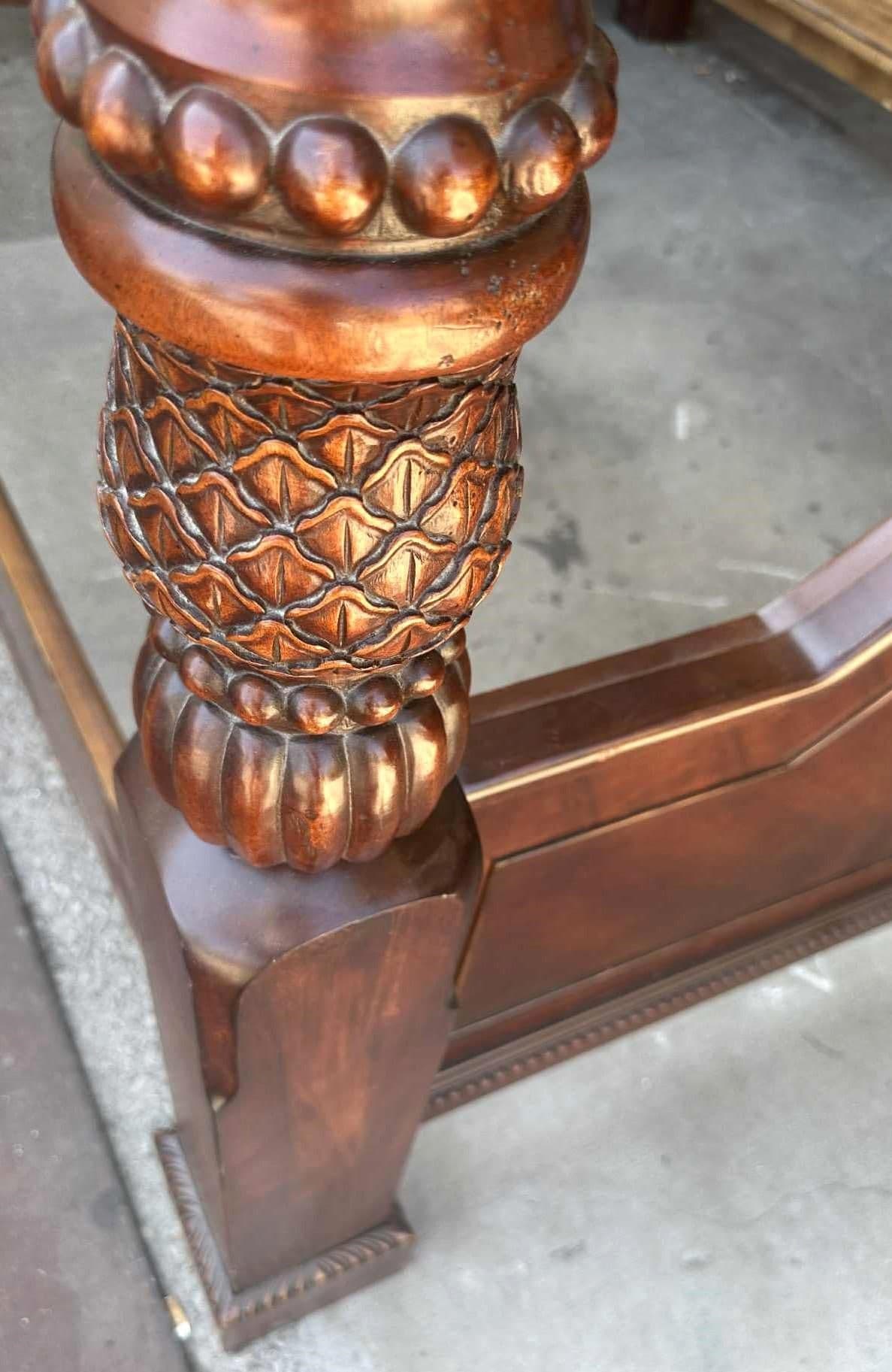 King Size Cherry Wood Four Poster Bed - Vintage Late 20th Century - Thumbnail 7