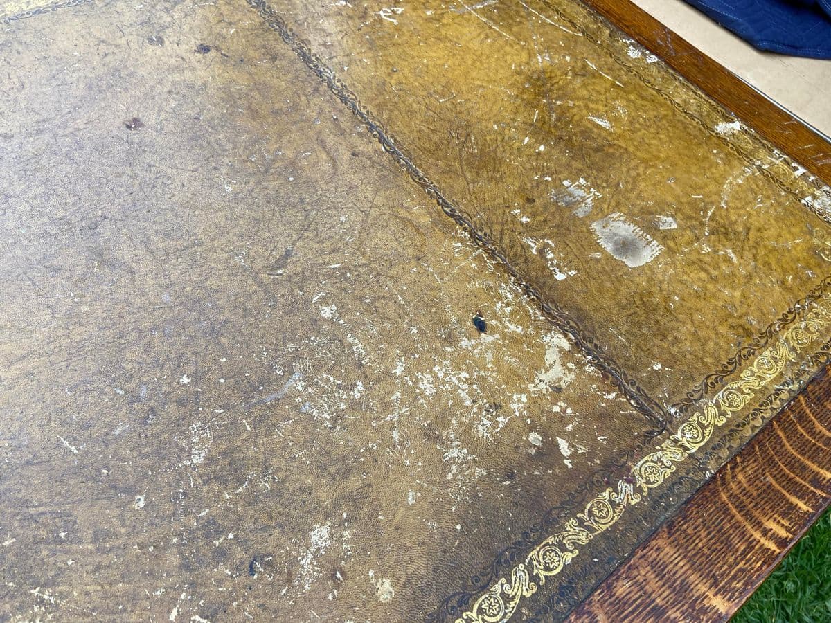 1930s Vintage English Oak Library Arts and Crafts Table Desk - Thumbnail 8