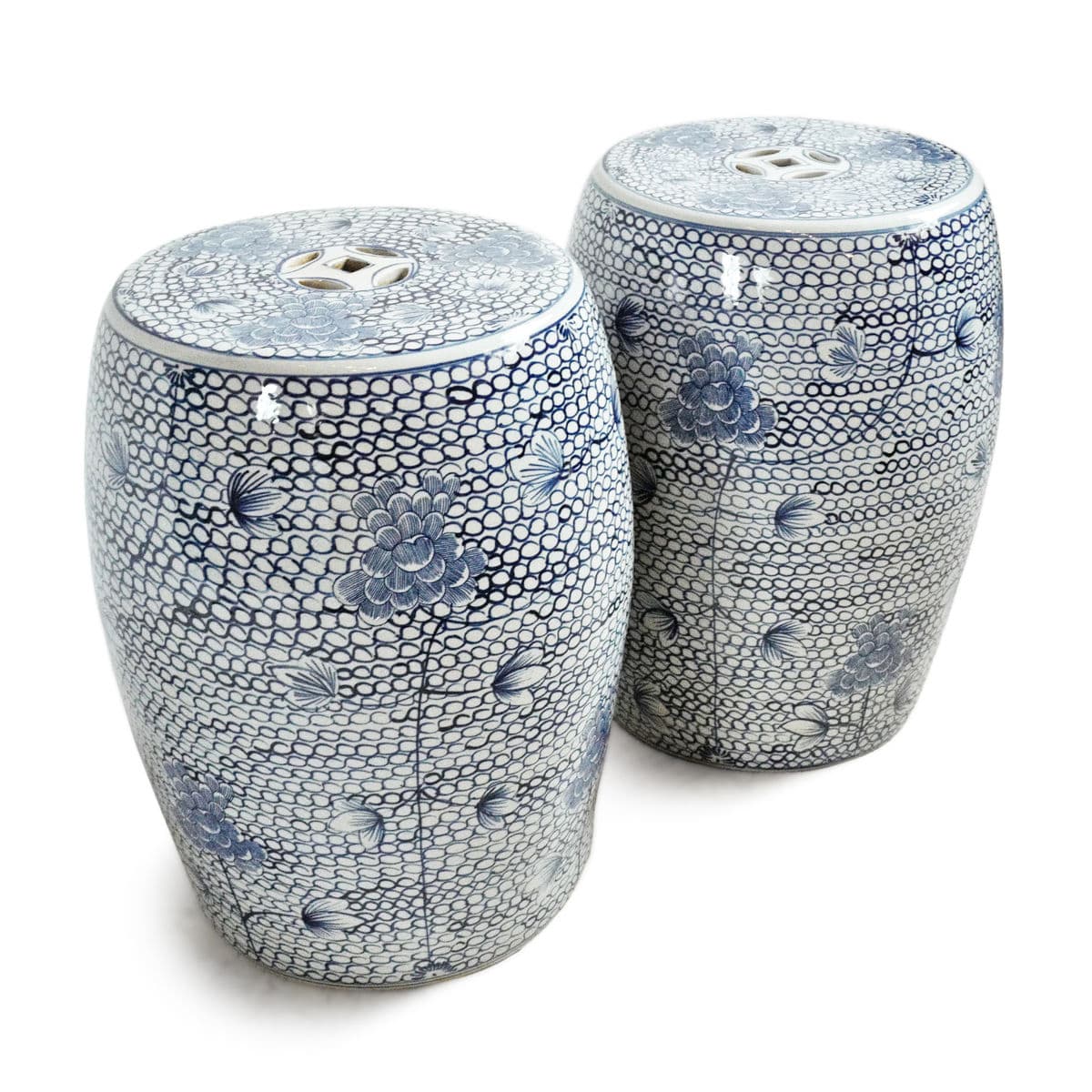Blue Lotus Floral Ceramic Stool - Thumbnail 8