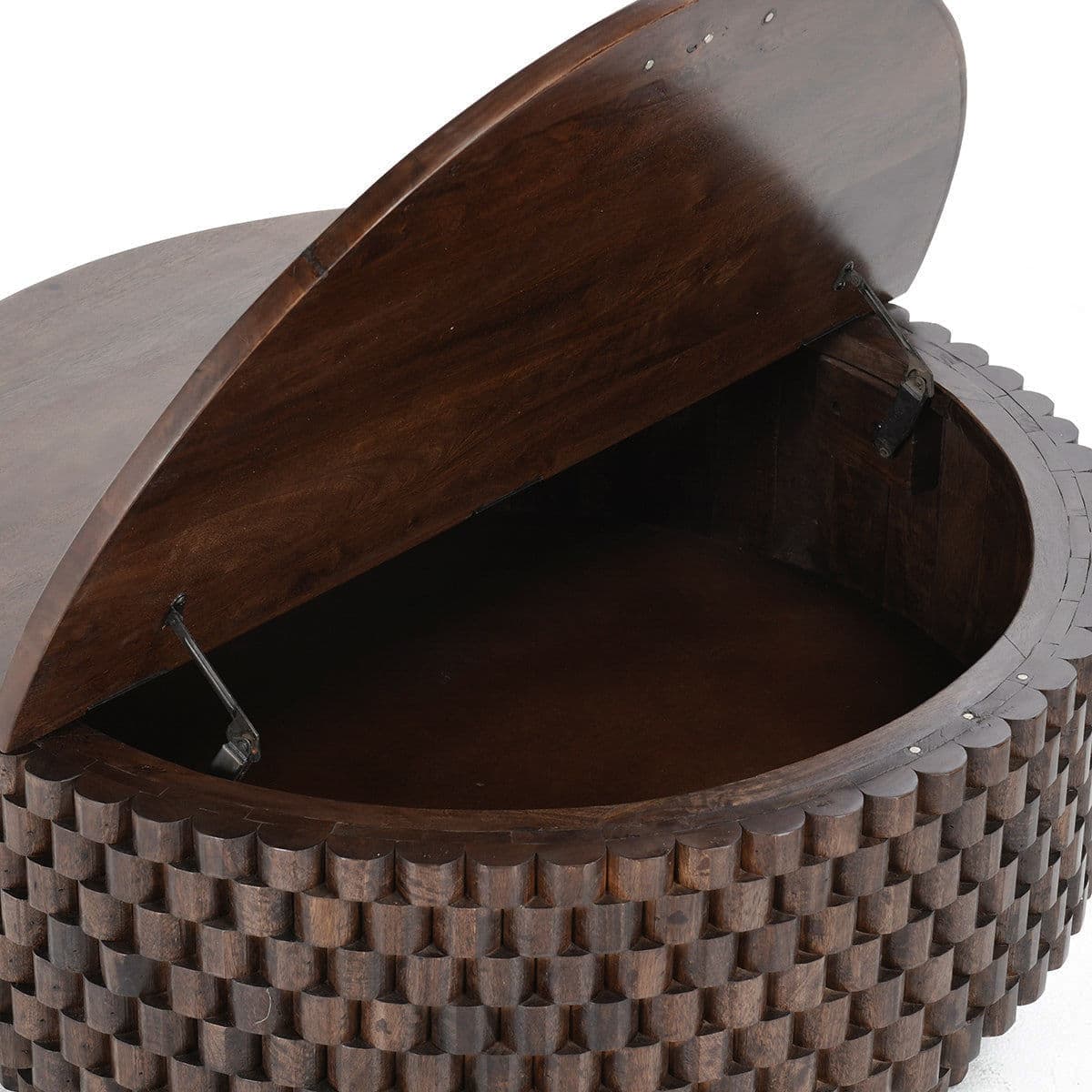 Espresso Round Modern Storage Coffee Table - Thumbnail 8