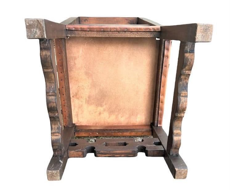 Artes De México Internacionales Accent Chair in Cognac Saddle Leather With Brass Finials - Vintage 1960s - Thumbnail 8