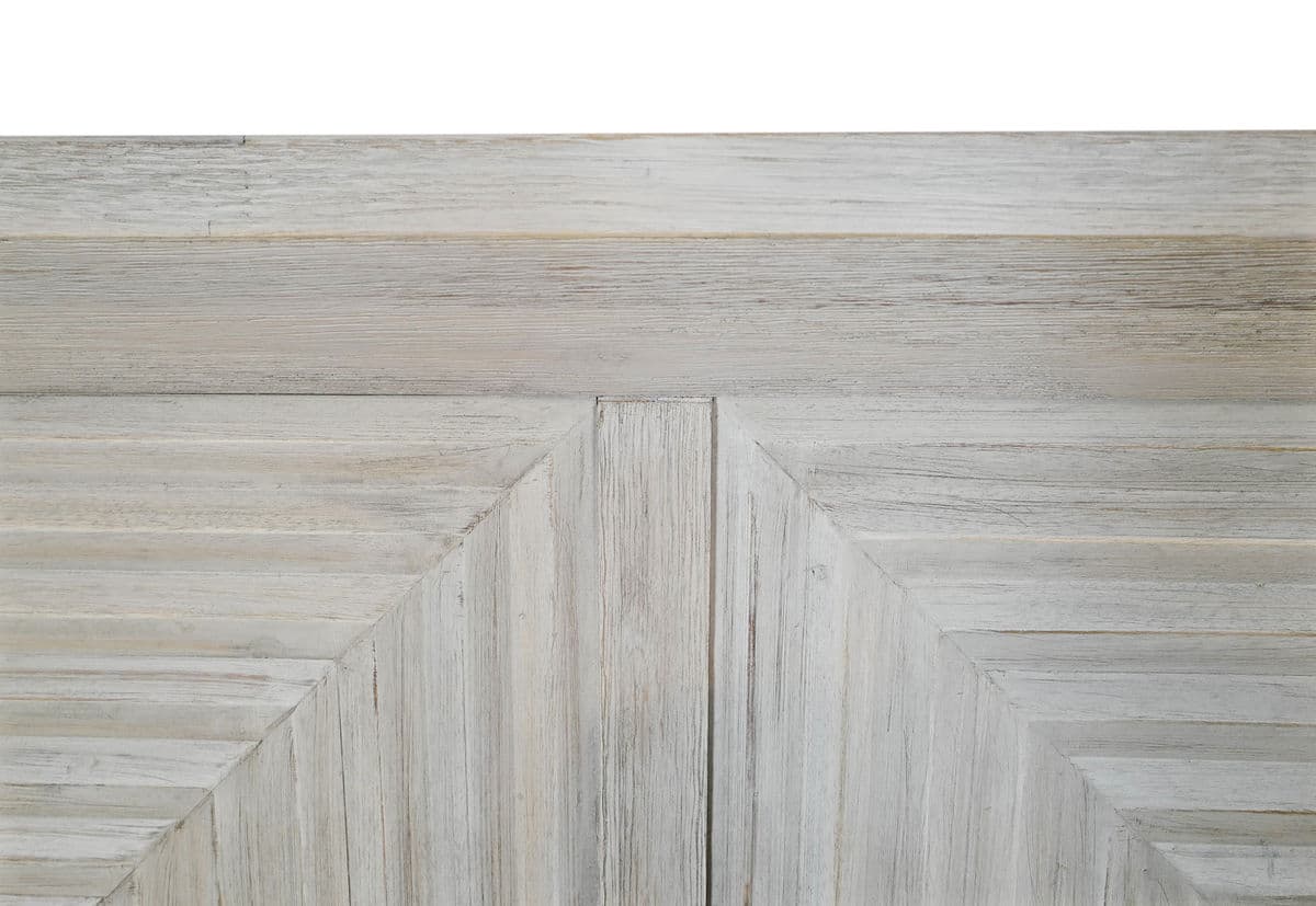 White Wash Geometric Queen Bed - Thumbnail 8