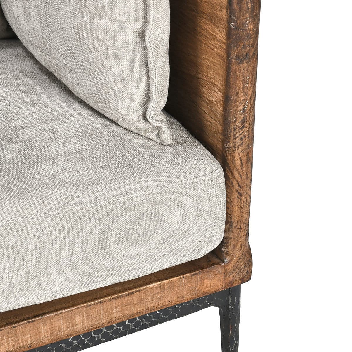 Modern Lodge Wood & Ivory  Sofa - Thumbnail 8