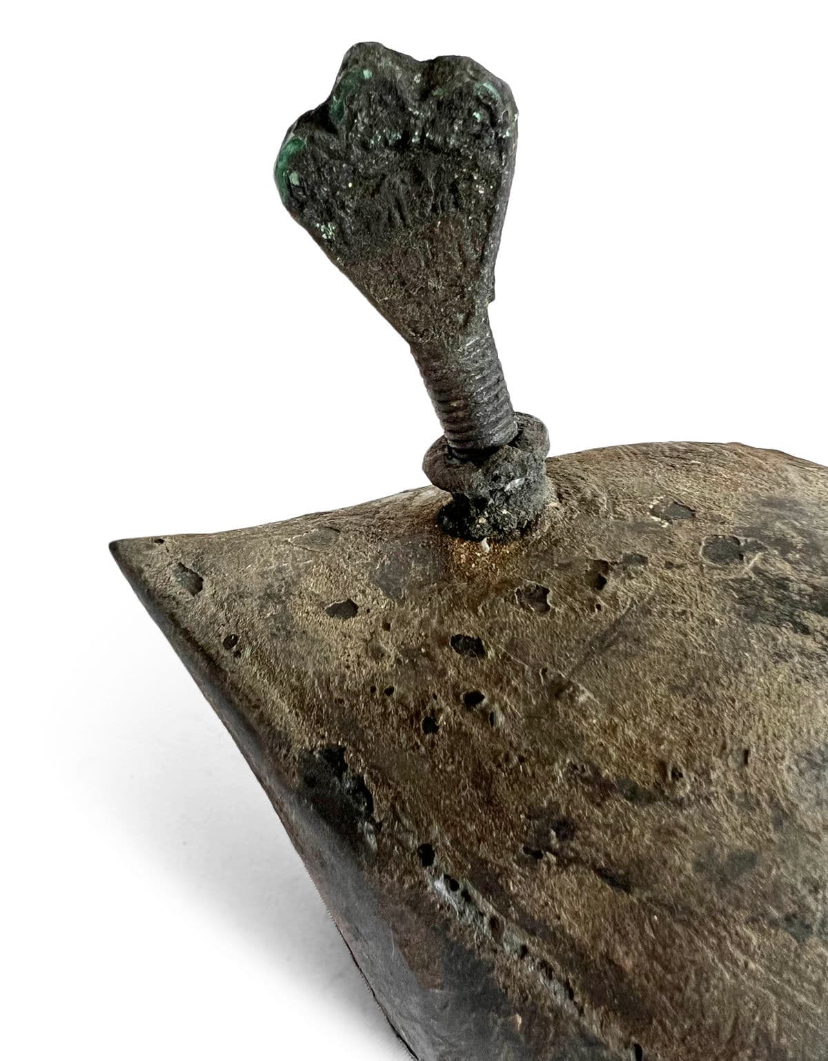 Antique India Bronze Bird Oil Pot - Thumbnail 8