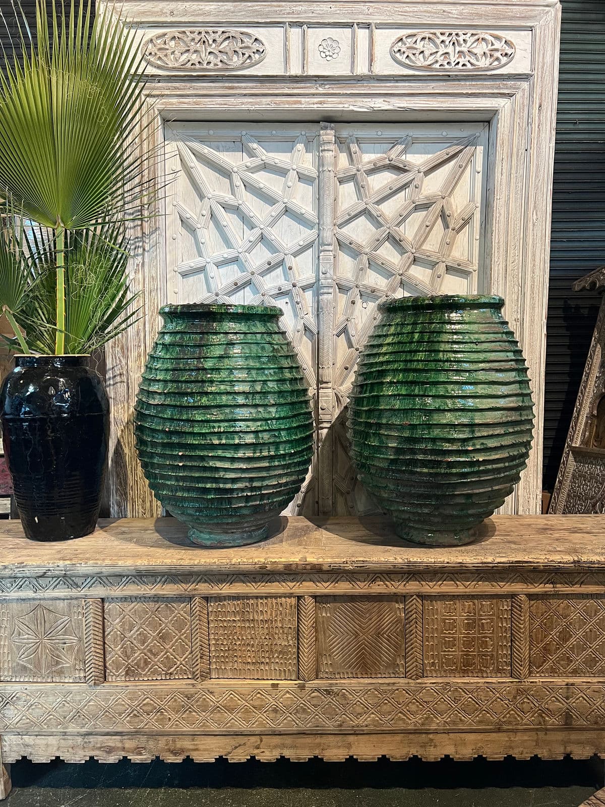 Moroccan Green Ribbed Ceramic Pottery - Thumbnail 8