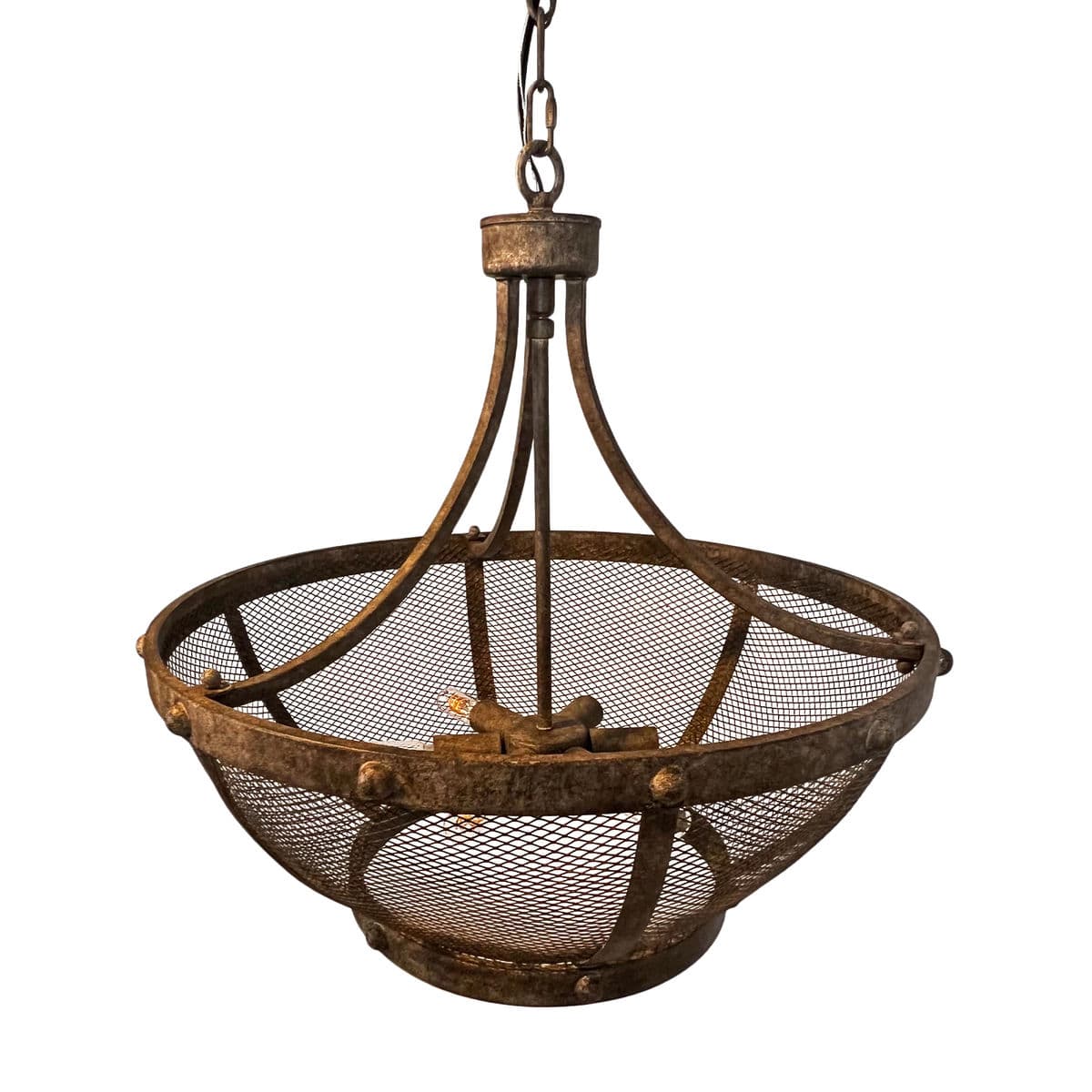 Iron Basket Bowl Chandelier - Thumbnail 8