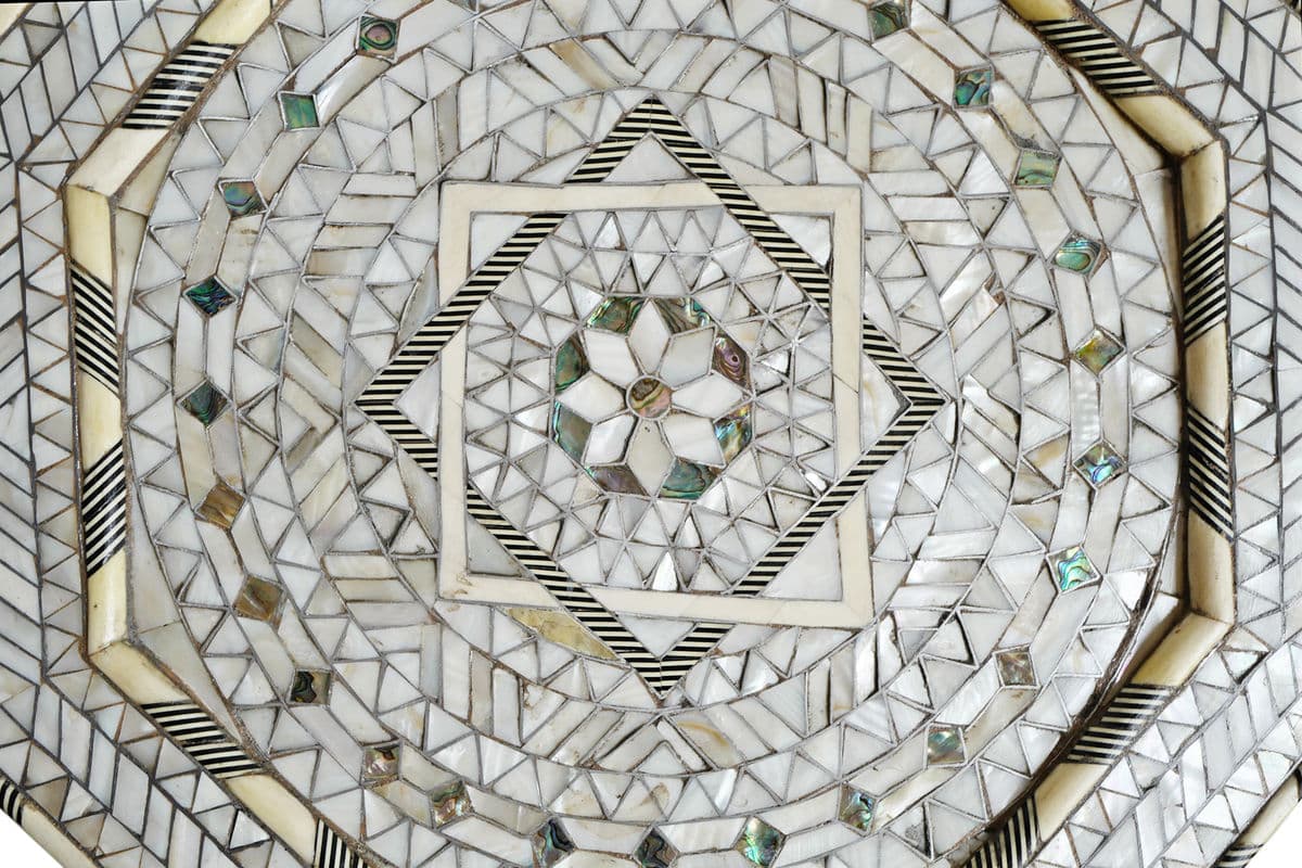 Vintage Syrian Inlay White End Table - Thumbnail 8