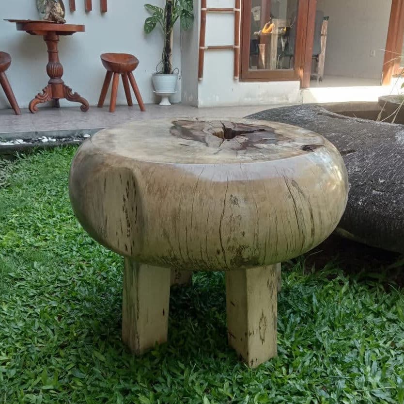 Tamarind Round Wood Stool Table - Thumbnail 8
