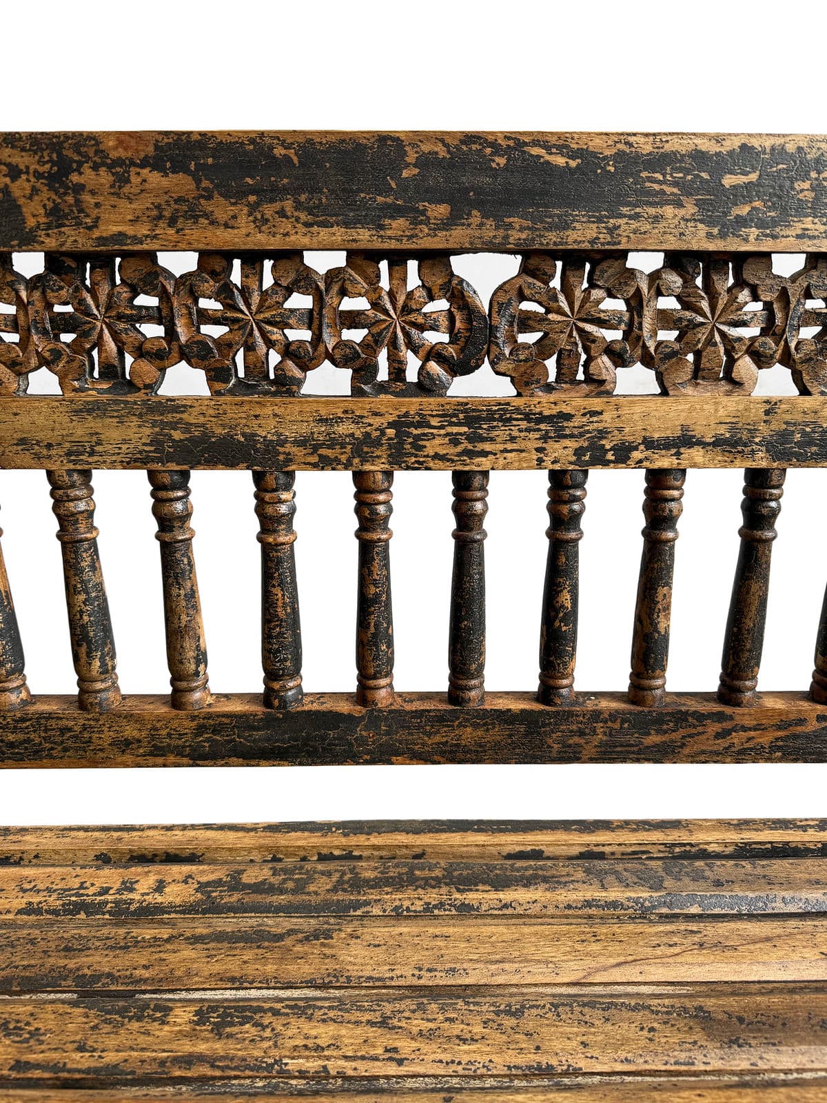 Vintage Burn Finish Black Bench - Thumbnail 8