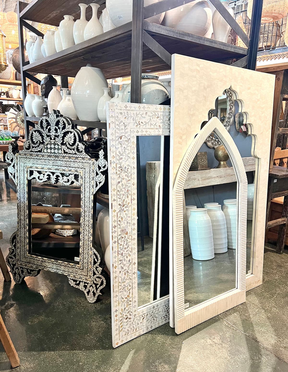 Syrian Mother of Pearl Floral Mirror - Thumbnail 8