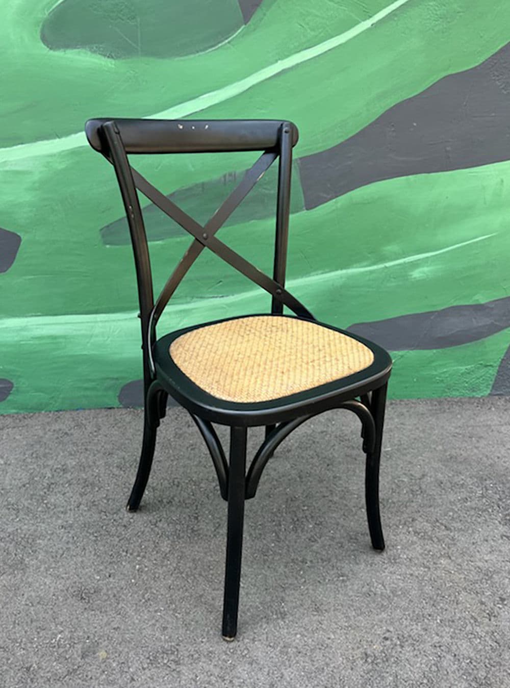 Antiqued Black Wood & Rattan Dining Chair - Thumbnail 8
