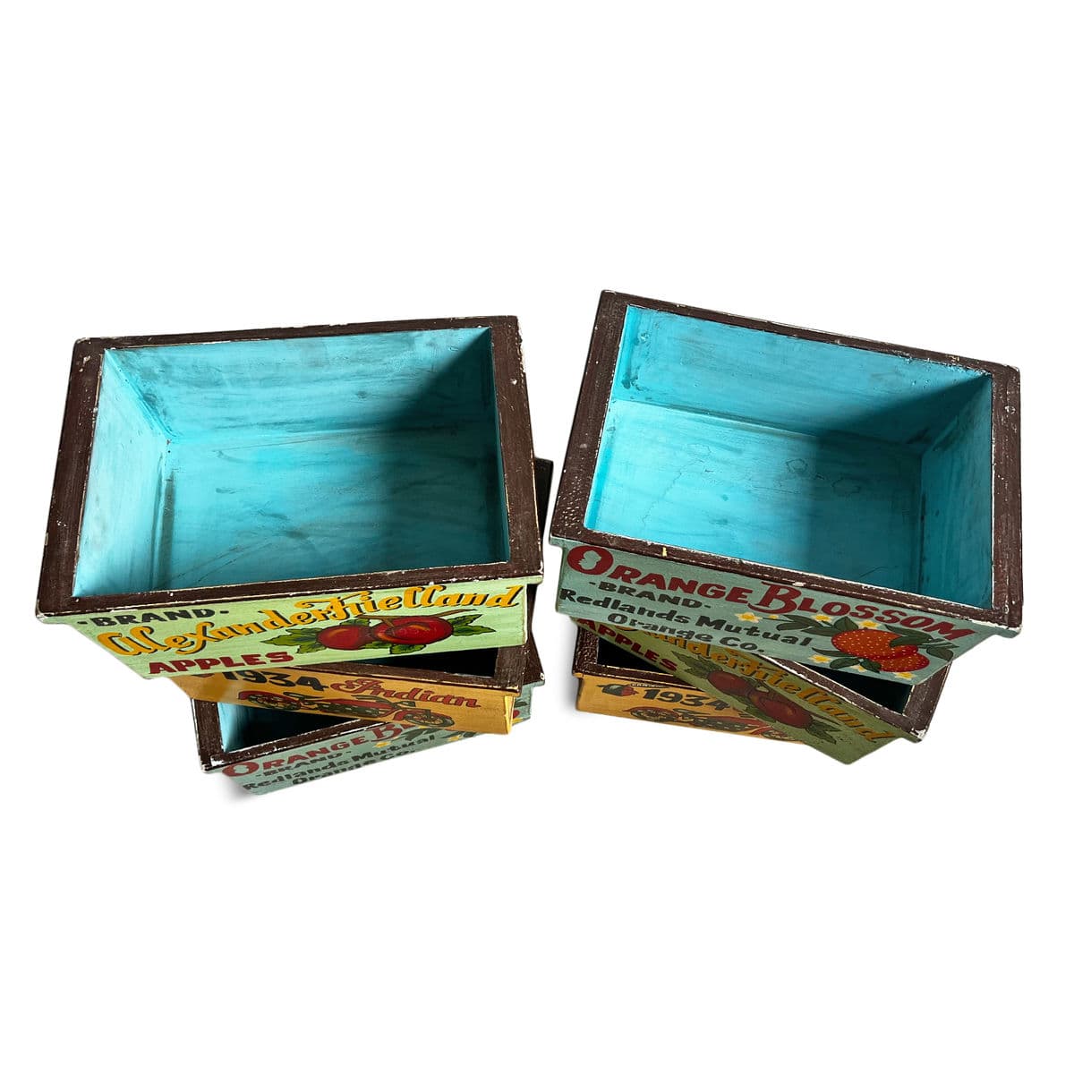 Vintage Style Wood Painted Orange Box - Thumbnail 8