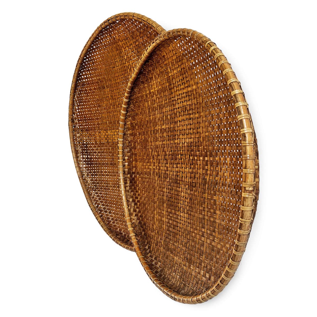 Bamboo Woven Round Basket Tray Medium - Thumbnail 8