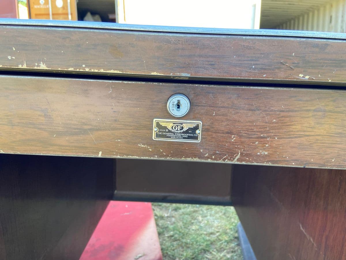 1940s The General Fireproofing Company Vintage Metal Tanker Desk - Thumbnail 7