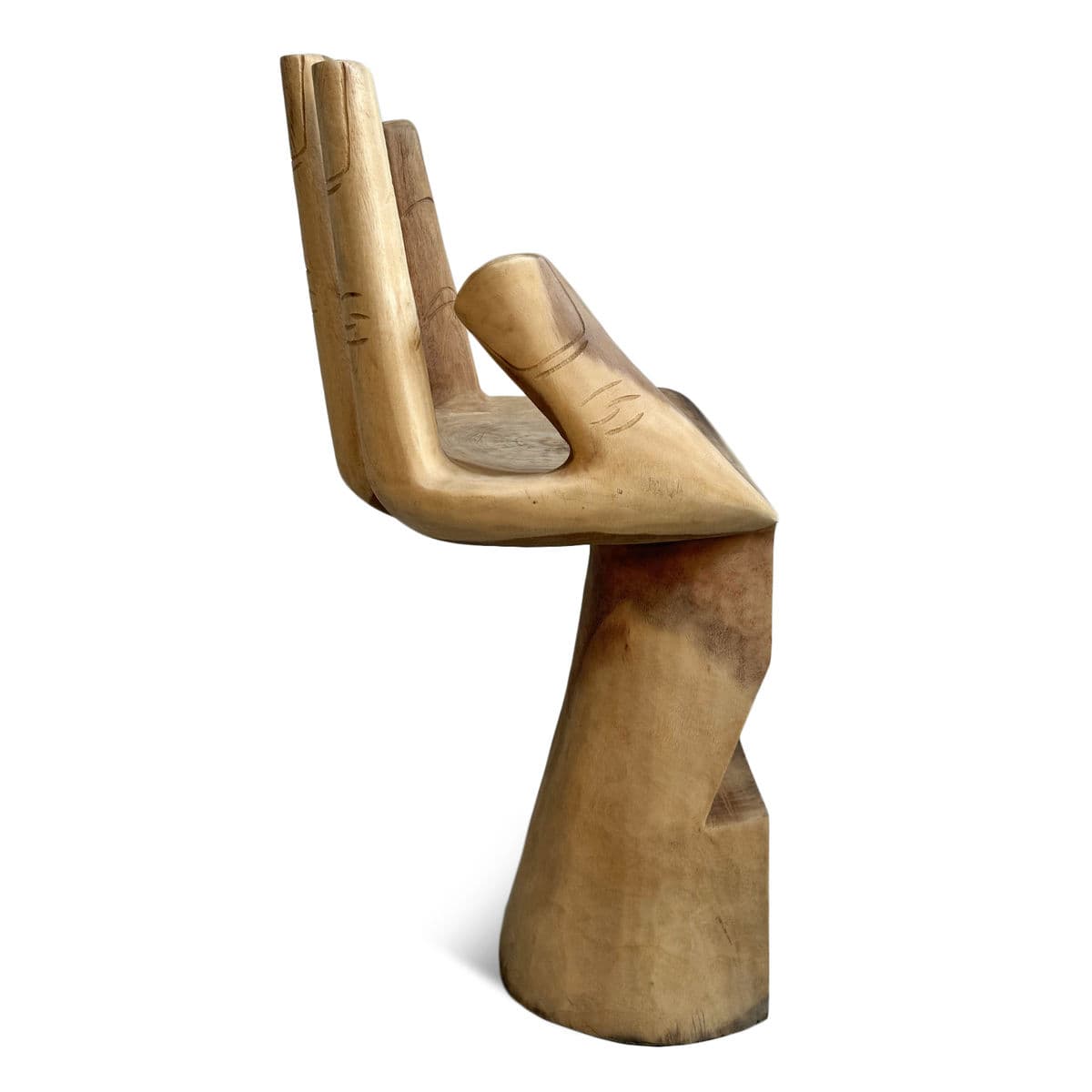 Vintage Wood Carved Hand Bar Chair - Thumbnail 8