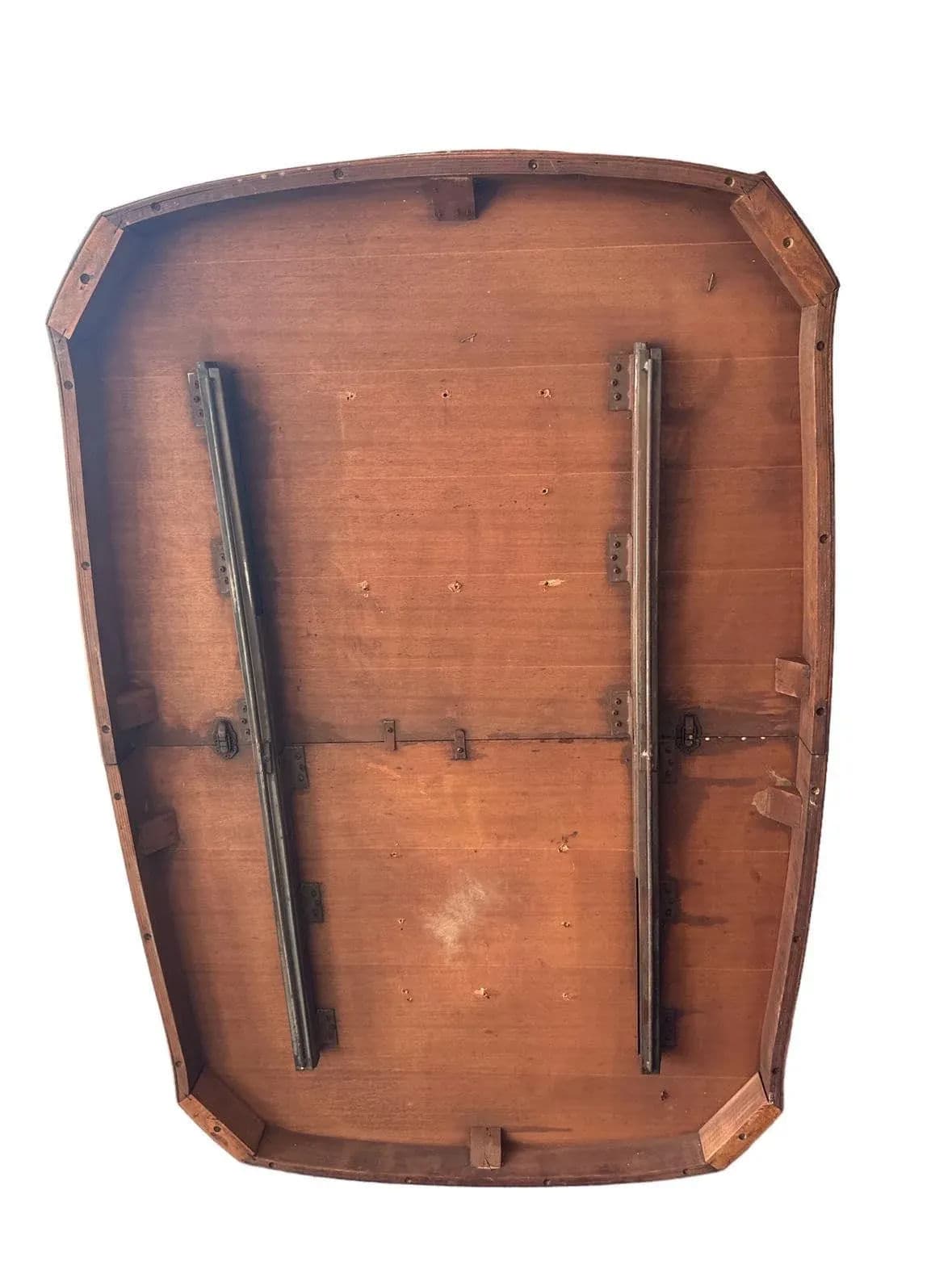 Solid Cherry Wood and Burlwood Double Pedestal Dining Table Expanding to 102" - Vintage Late 20th Century - Thumbnail 8