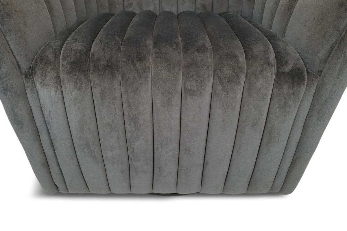 Slate Grey Velvet Swivel Chair - Thumbnail 8
