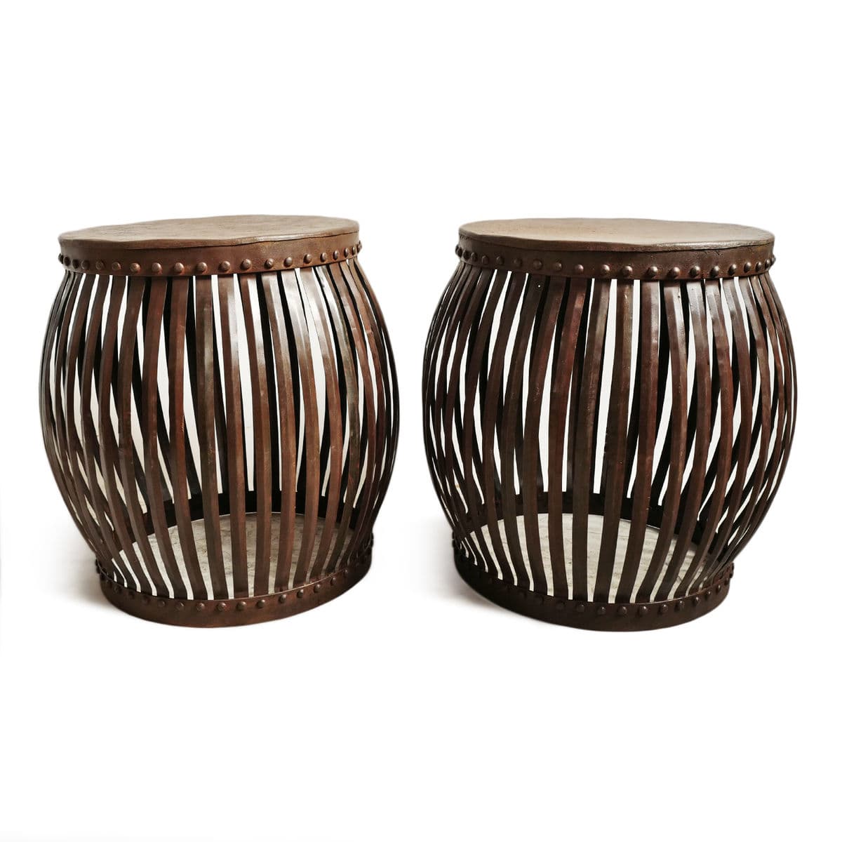 Iron Drum Strap Side Table - Thumbnail 8