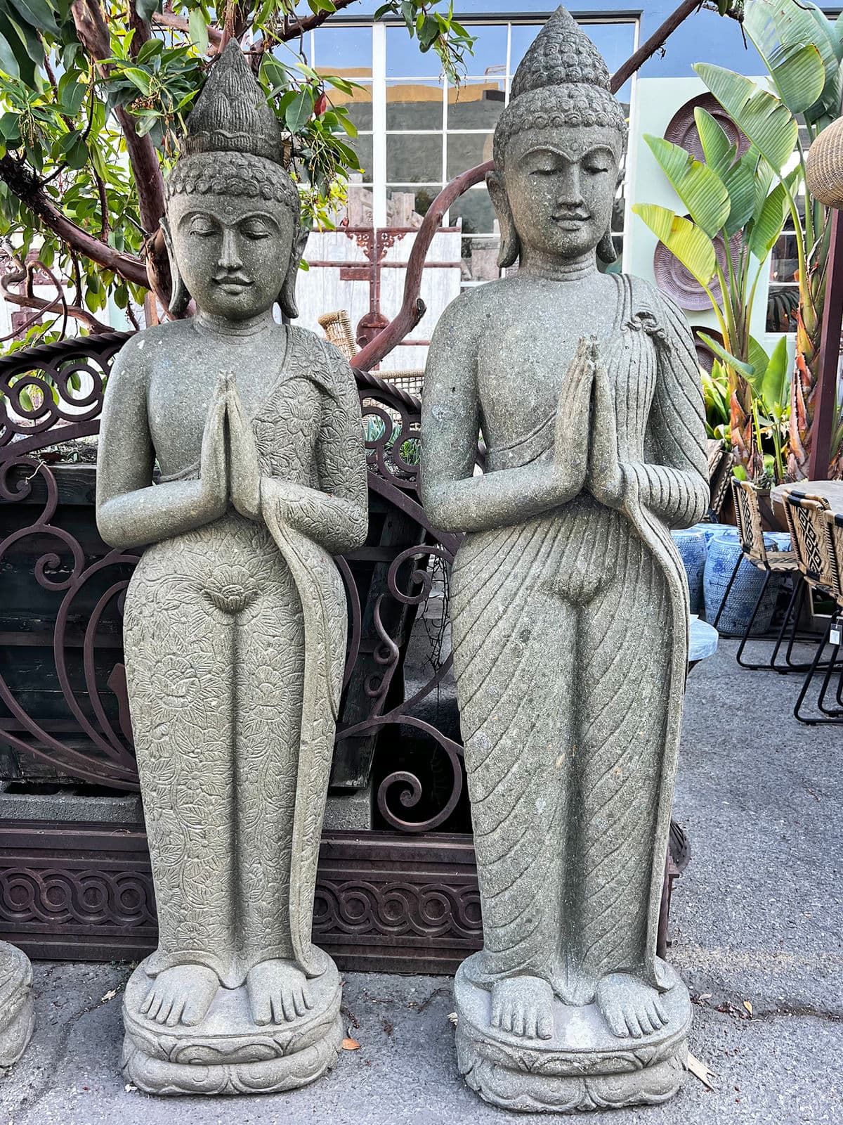 Standing Stone Carved Buddha Statue - Thumbnail 8