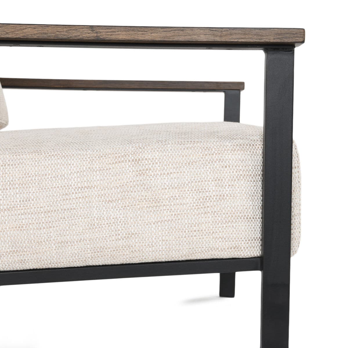 Wide Iron Oak  Linen Arm Chair - Thumbnail 8