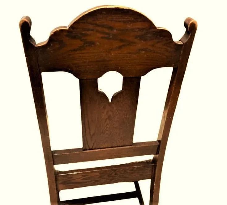 Antique Spanish Revival Early 20th Century Solid Oak Dining Chairs With New Kravet Fabric - Set of 4 - Thumbnail 8