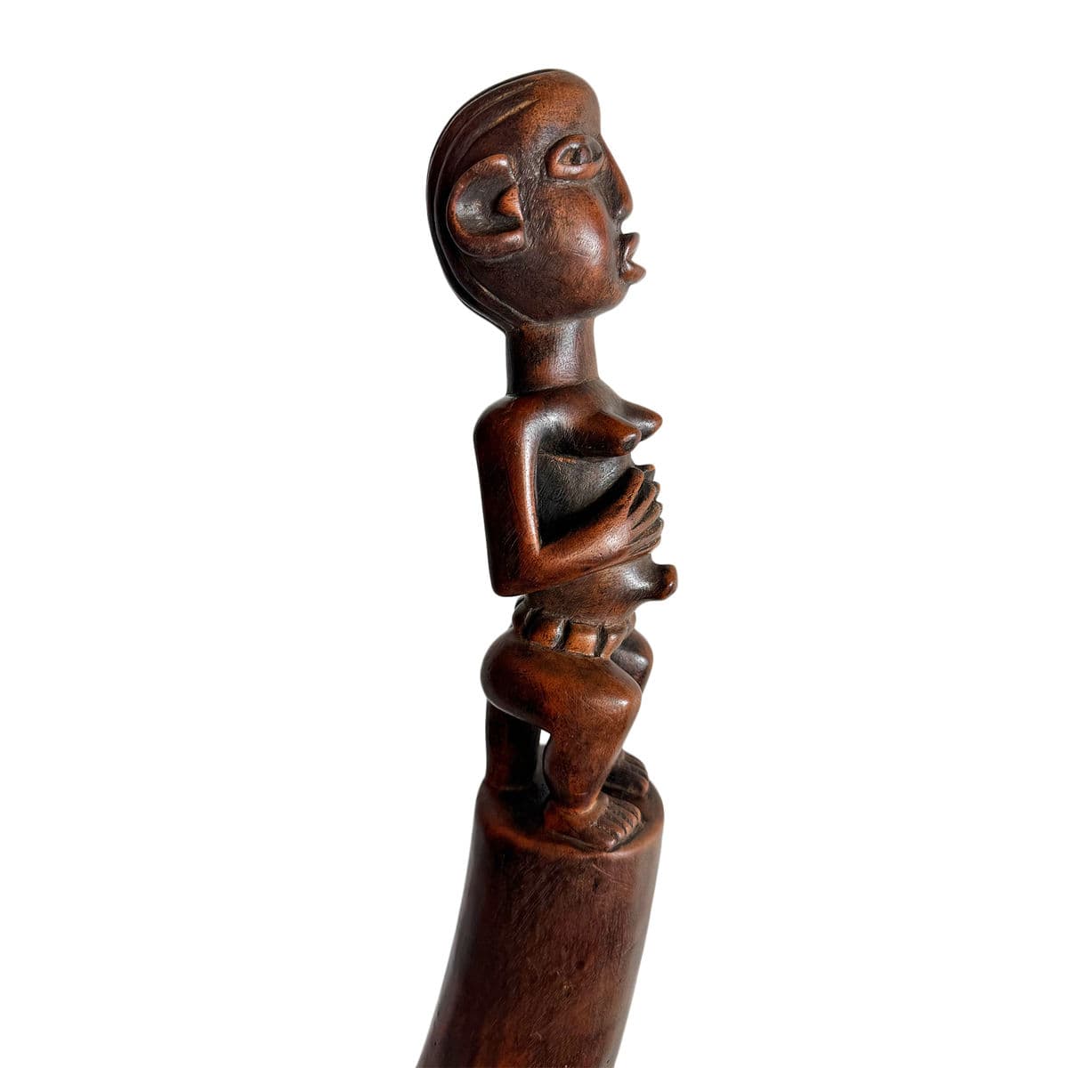 Old Bamileke Large Wood Carved Horn - Thumbnail 8