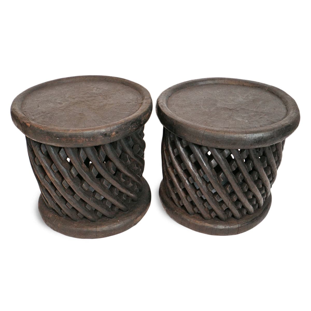 Vintage Basket Weave Bamileke Table - Thumbnail 8