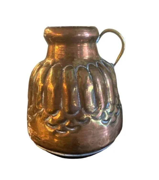 1950s Egyptian Hammered Copper Cream Pitcher - Thumbnail 8