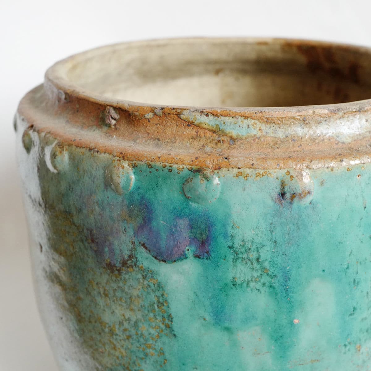 Vintage Green / Turquoise Ceramic Pot - Thumbnail 8