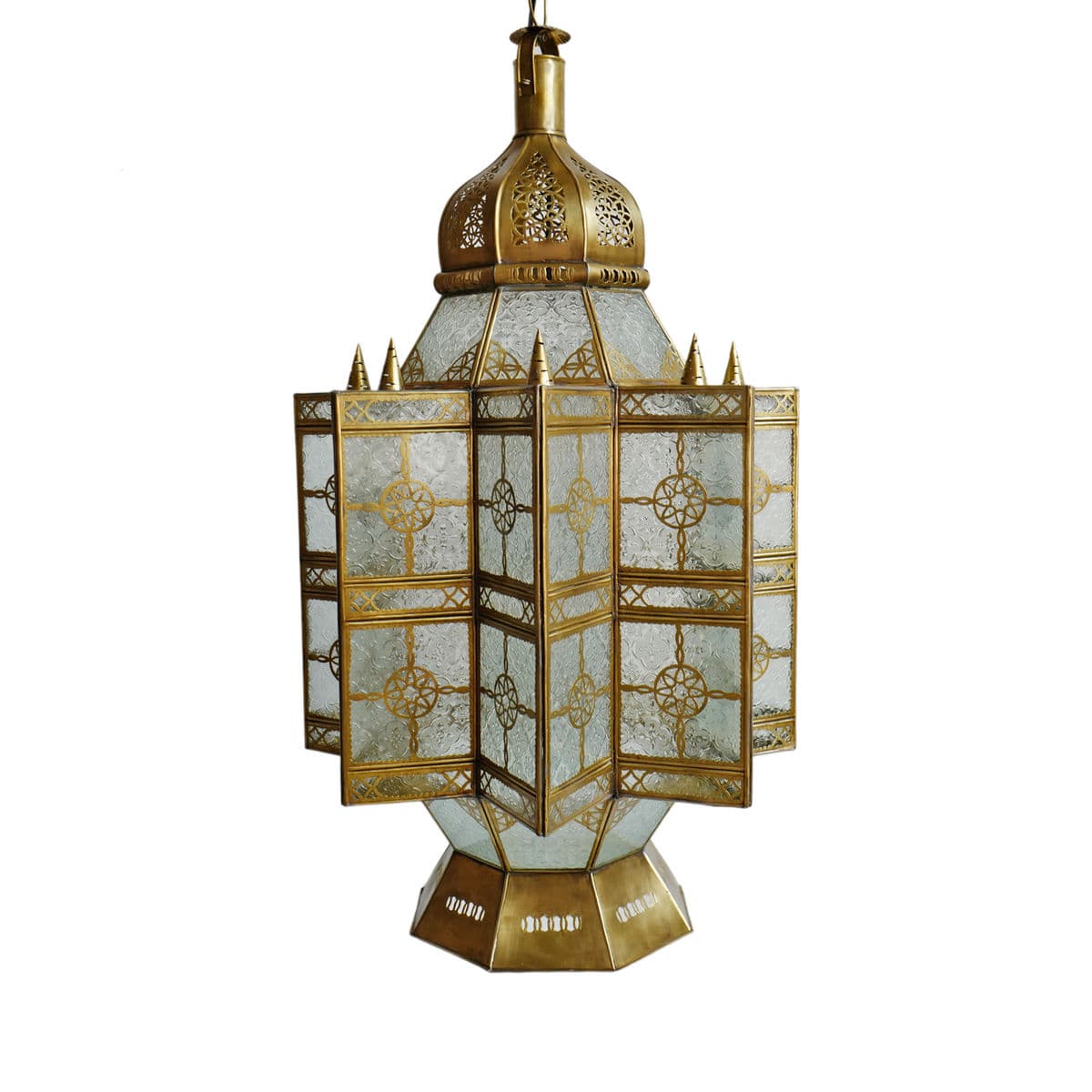 Moroccan Brass & Glass Pendant - Thumbnail 8