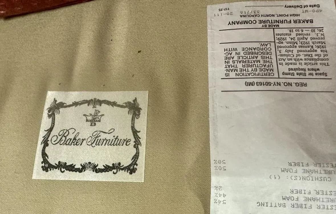 Baker Furniture Company Button Tufted Upholstered Wing Chair - Vintage Early 21st Century - Thumbnail 8