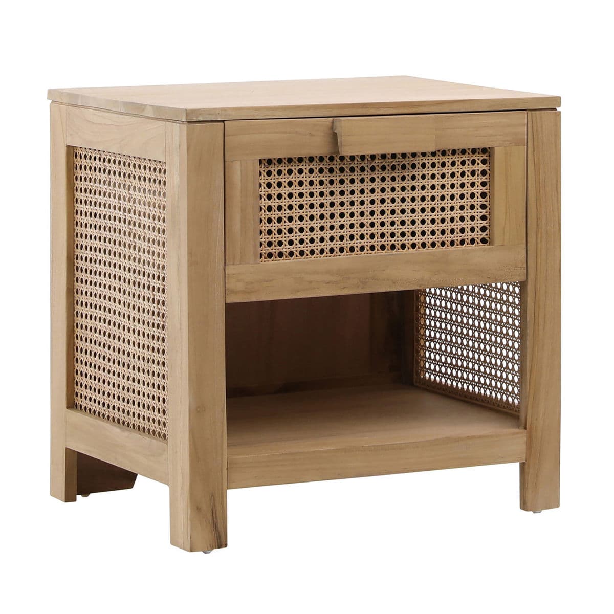 Teak & Rattan Cane Nightstand - Thumbnail 8
