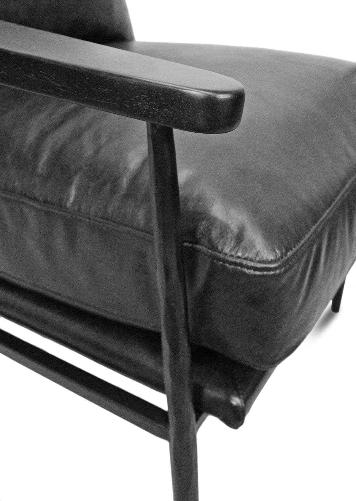 Charcoal Black Leather Club Chair - Thumbnail 8