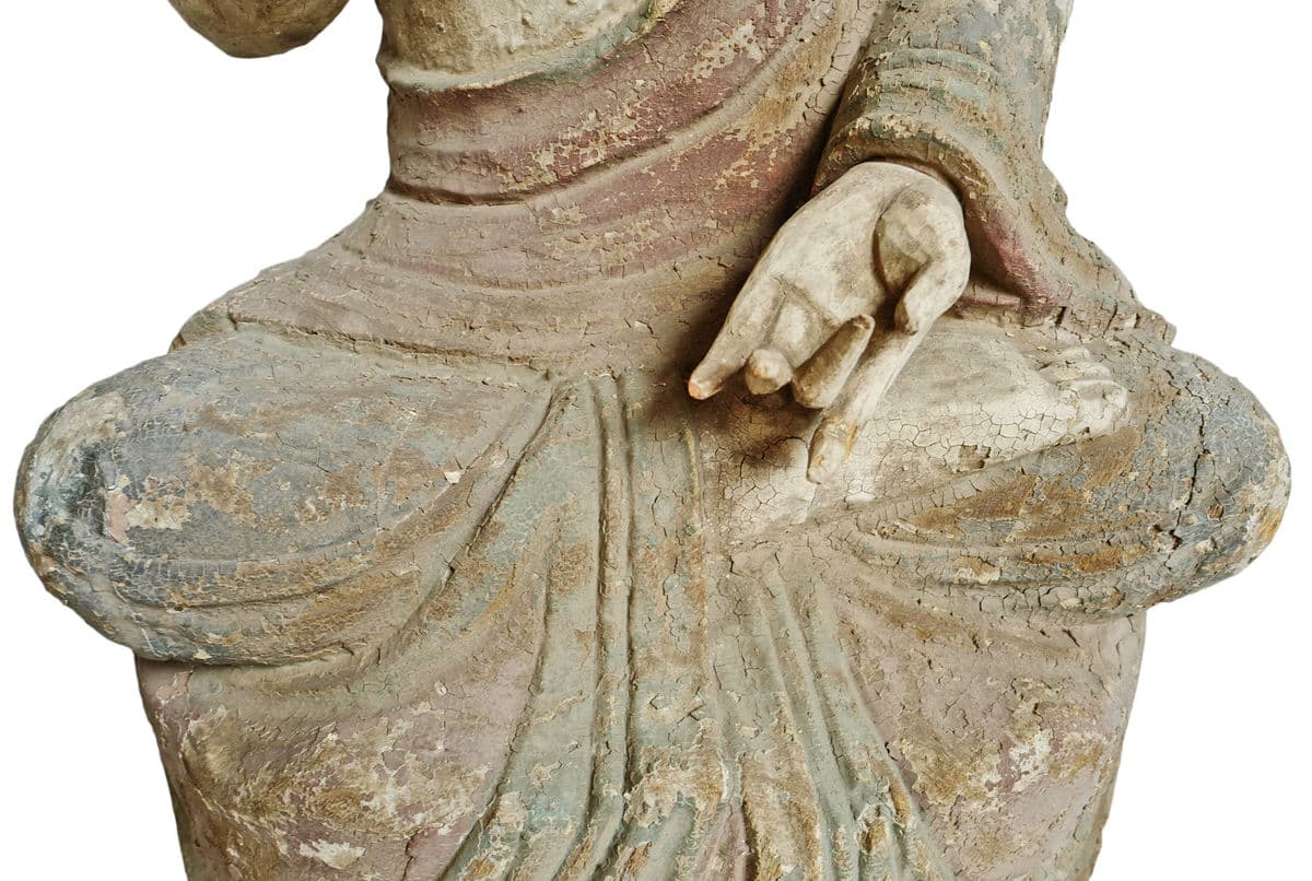 Old Chinese Wood Sitting Buddha - Thumbnail 8