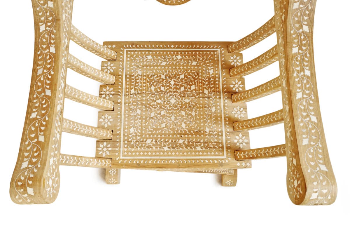 Wood Inlay Agra Arm Chair - Thumbnail 8
