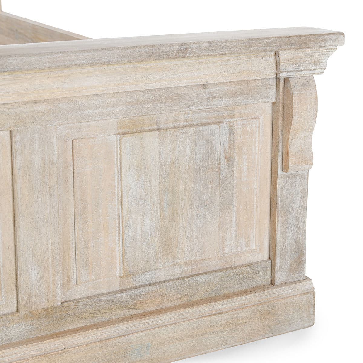 Washed White Wood Panel Queen Bed - Thumbnail 8