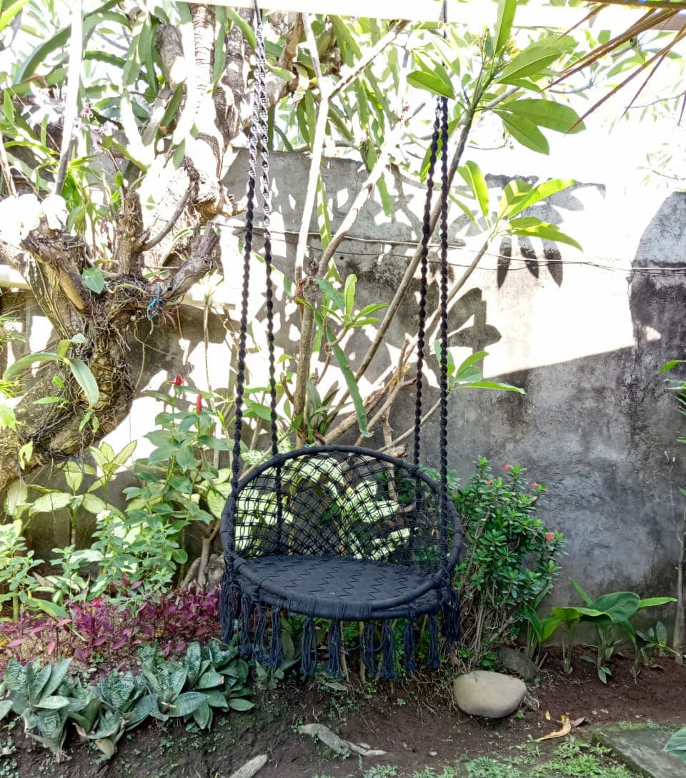 Black Macrame Rope Swing Chair - Thumbnail 8