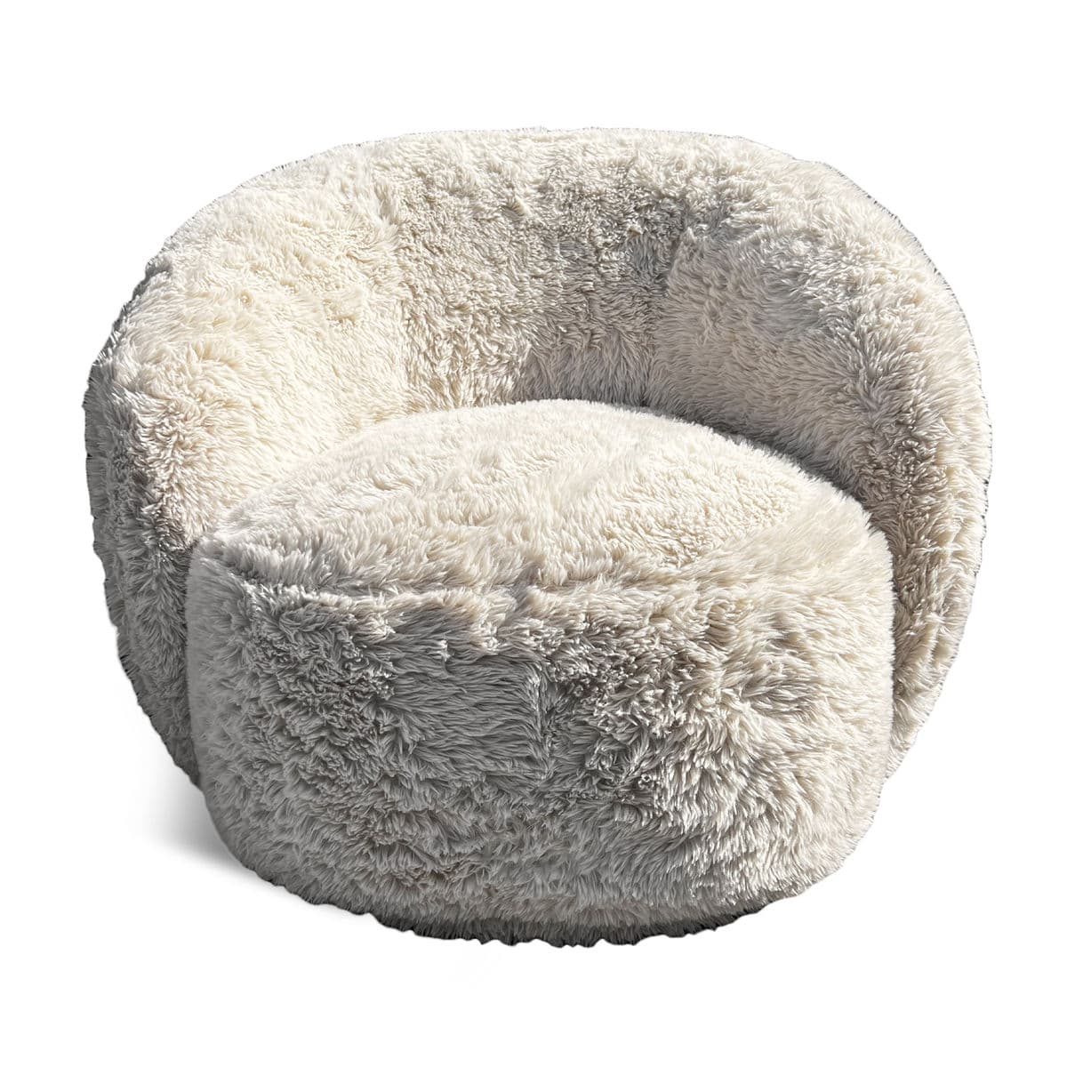 Ivory Fur Swivel Club Chair - Thumbnail 8