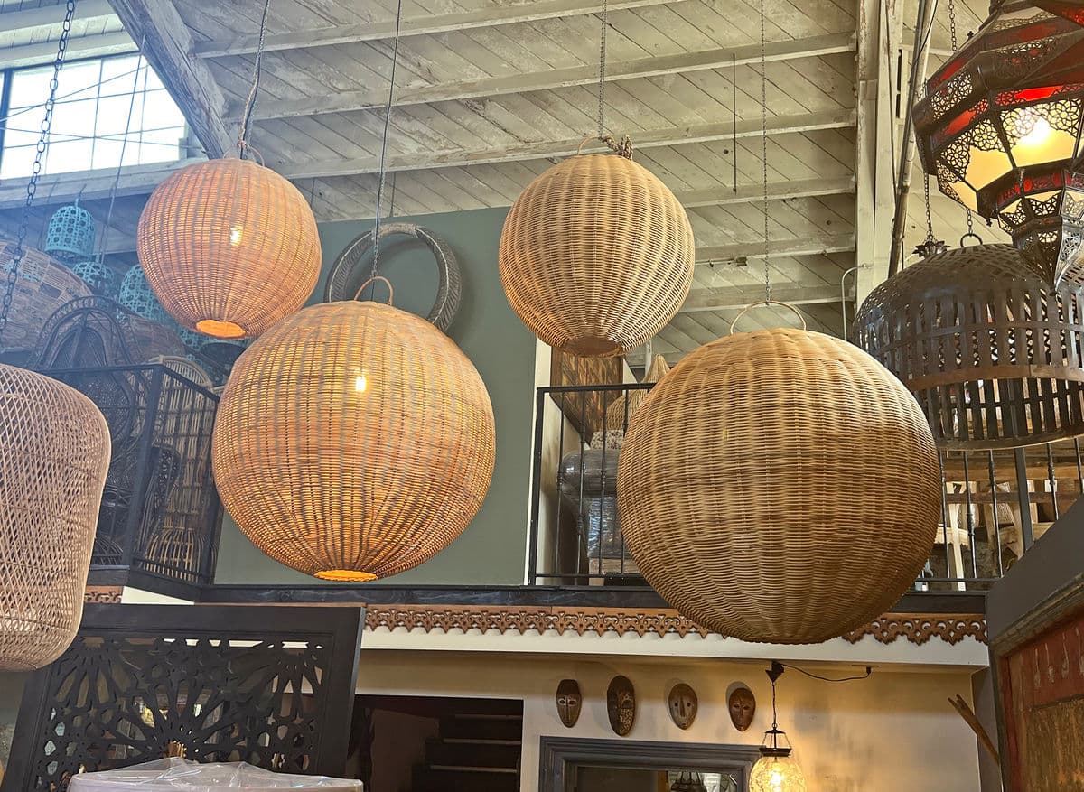 Raw Rattan Globe Lantern Large - Thumbnail 8